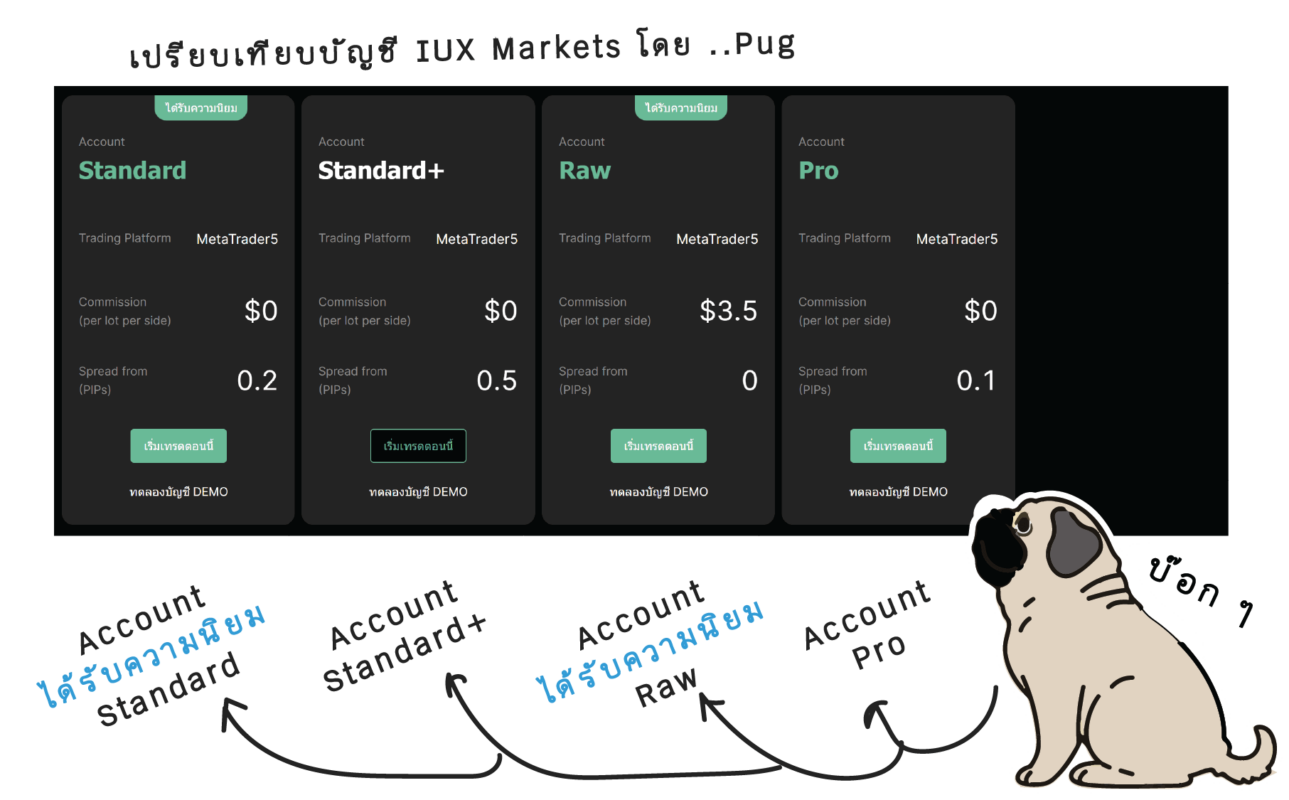 เปรียบเทียบบัญชี IUX Markets