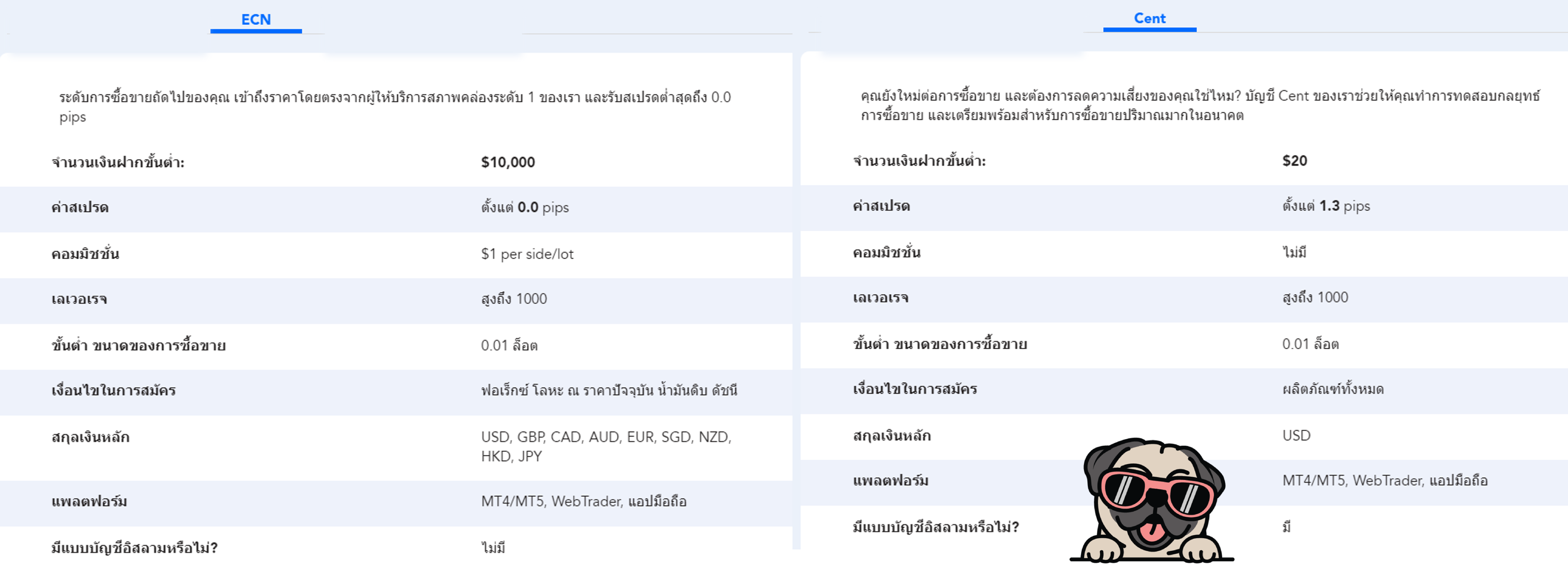 ประเภทบัญชีโบรกเกอร์ PU Prime