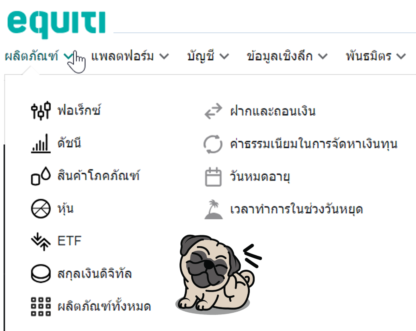 ผลิตภัณฑ์ที่สามารถเทรดได้ของ Equiti