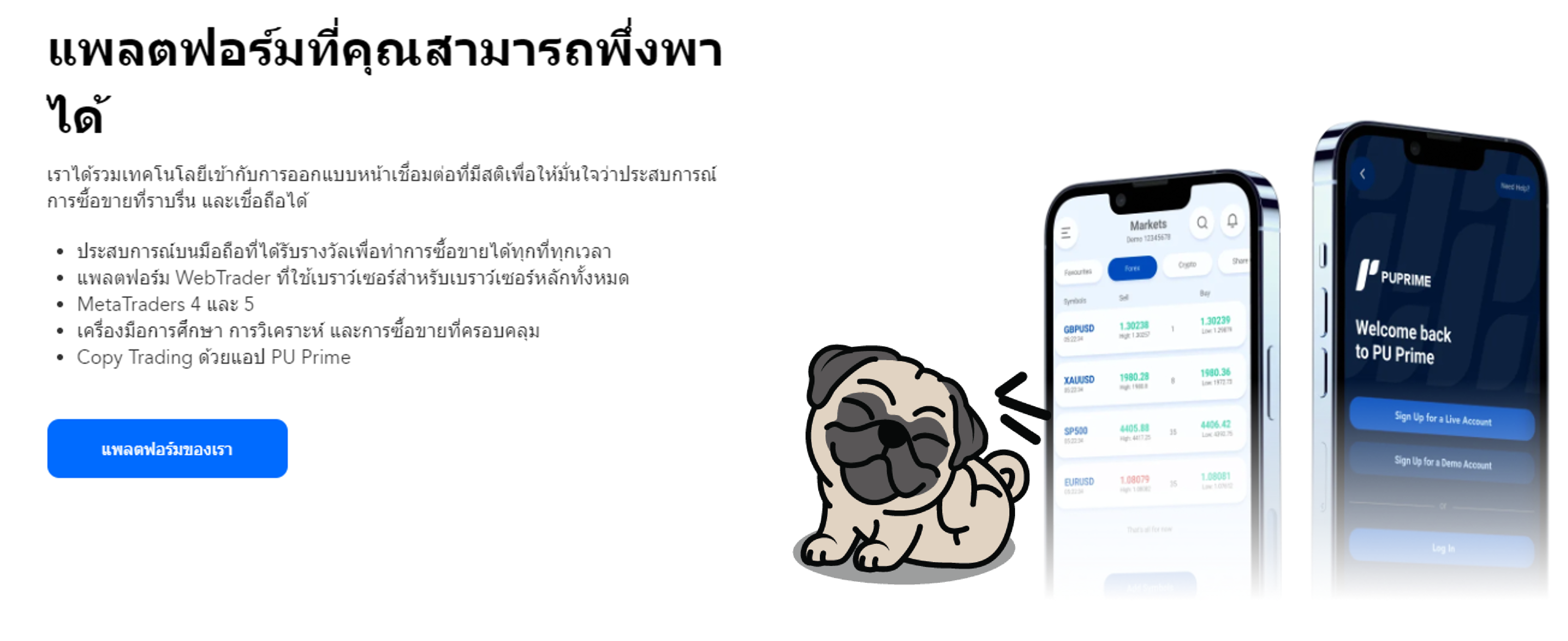 แพลตฟอร์มการซื้อขายโบรกเกอร์ PU Prime